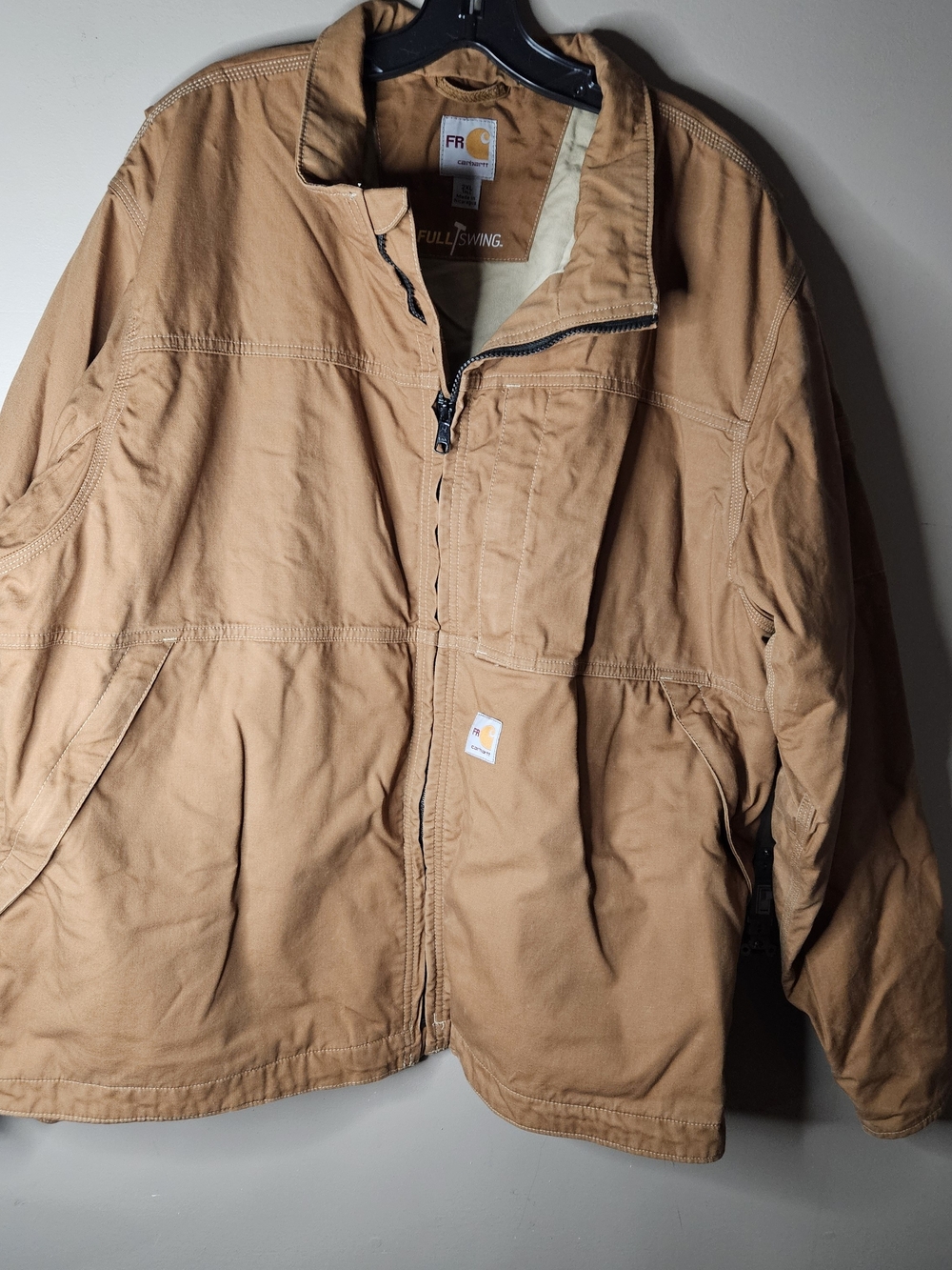 Carhartt Men's Brown Work Jacket Full Swing Quick Duck  Flame Resisted Size 2XL